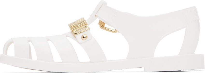 Moschino White Jelly Lettering Sandals