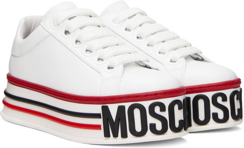 Moschino White Platform Low-Top Sneakers