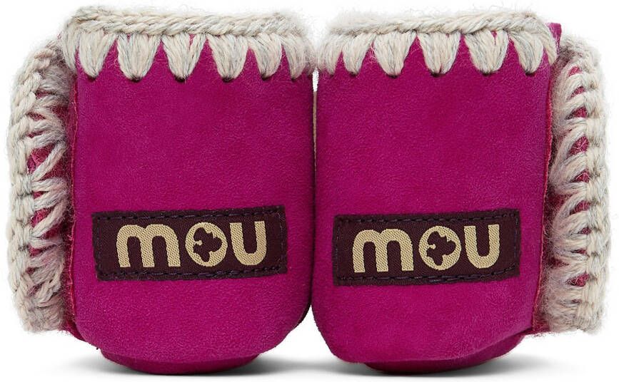 Mou Baby Pink Velcro Suede Pre-Walkers