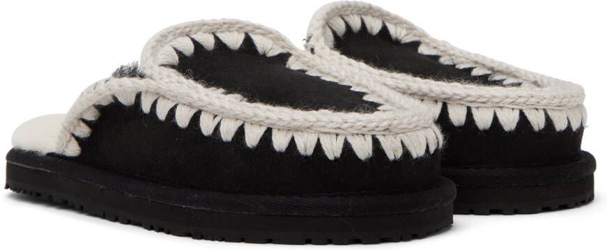 Mou Black Stitch Slippers