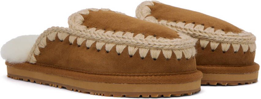 Mou Brown Full Stitch Slippers