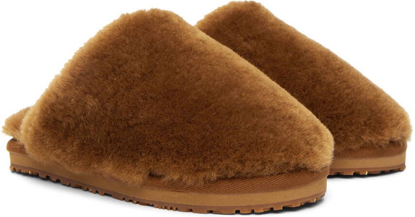 Mou Brown Sheepskin Fur Slippers