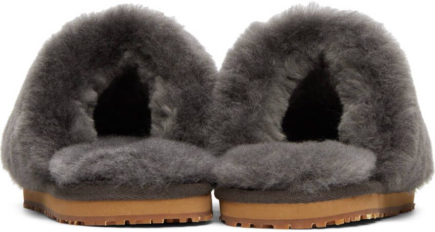 Mou Gray Sheepskin Fur Slippers