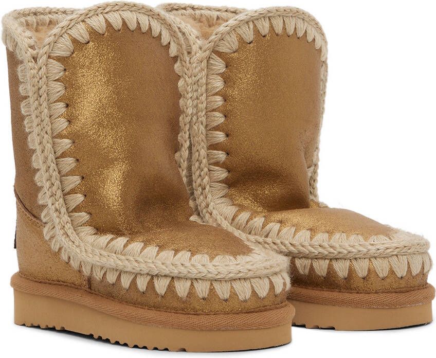 Mou Kids Gold Suede Boots