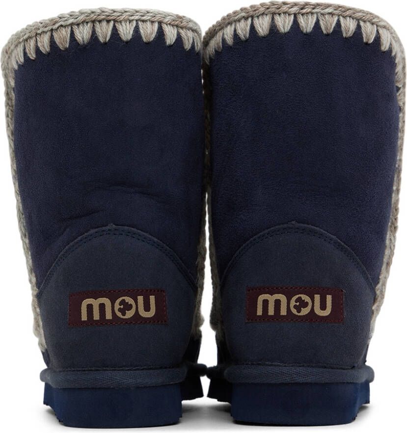 Mou Kids Navy Suede Boots