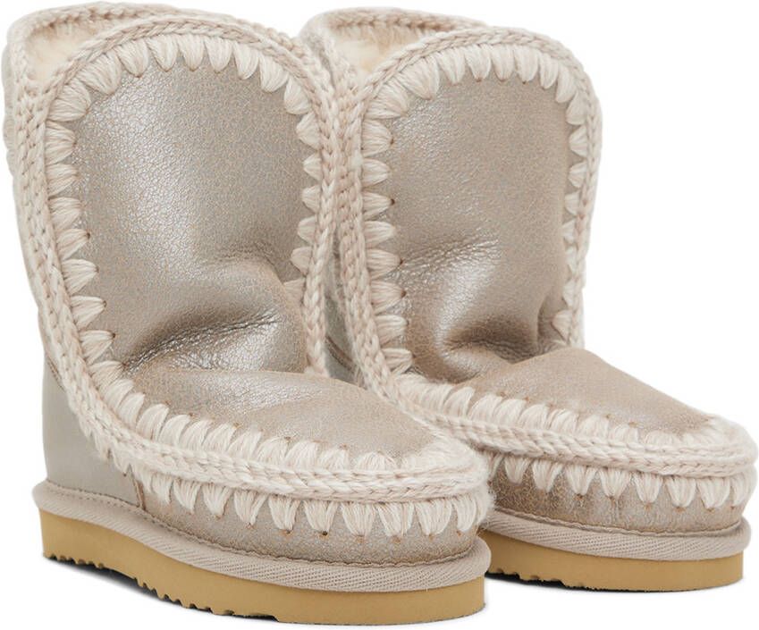 Mou Kids Silver Suede Boots