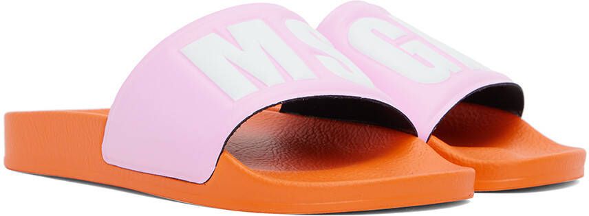 MSGM Pink & Orange Embossed Slides