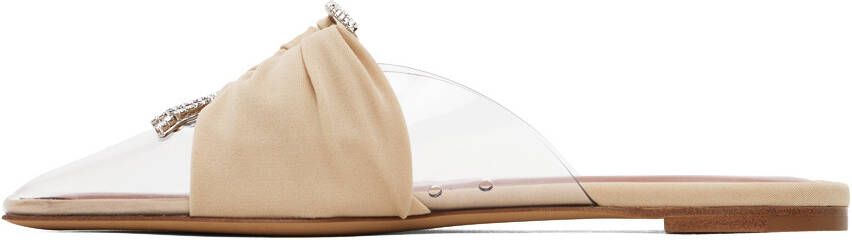 Nensi Dojaka Beige Pointed Toe Mule Flats