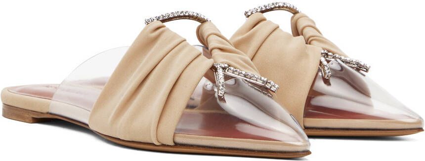 Nensi Dojaka Beige Pointed Toe Mule Flats