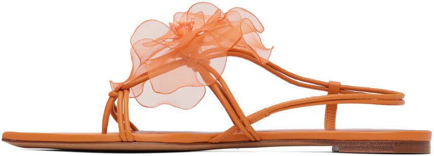 Nensi Dojaka Orange Appliqué Sandals