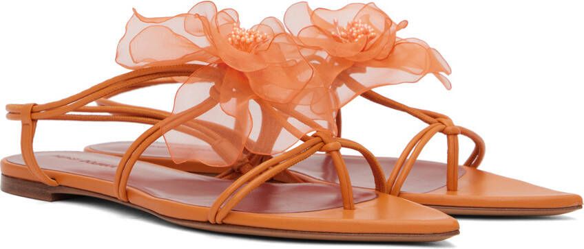 Nensi Dojaka Orange Appliqué Sandals