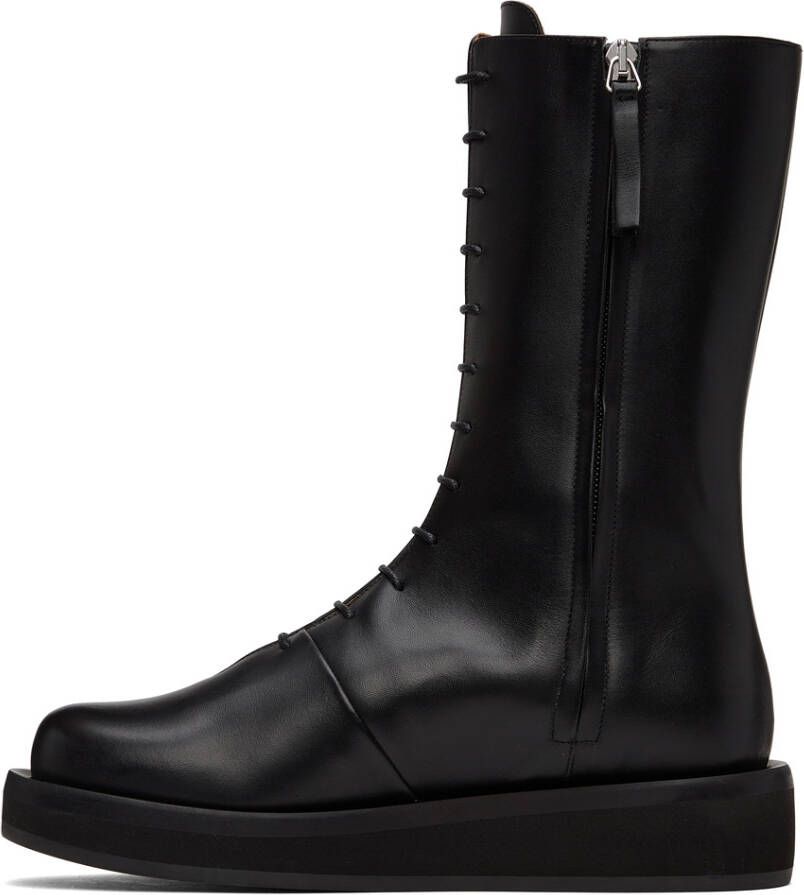 NEOUS Black Leather Spika Mid-Calf Boots