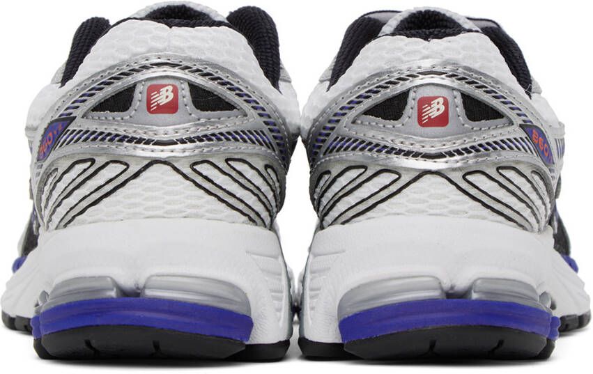New Balance White & Blue 860V2 Sneakers