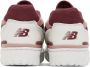 New Balance White & Burgundy 550 Sneakers - Thumbnail 2