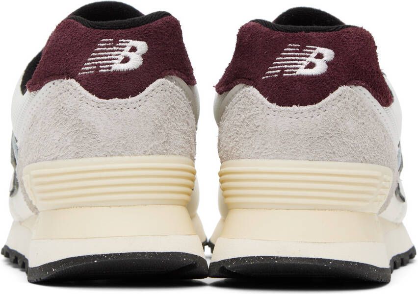 New Balance White & Burgundy 574 Sneakers