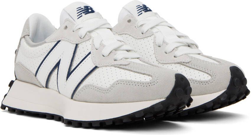 New Balance White & Gray 327 Sneakers