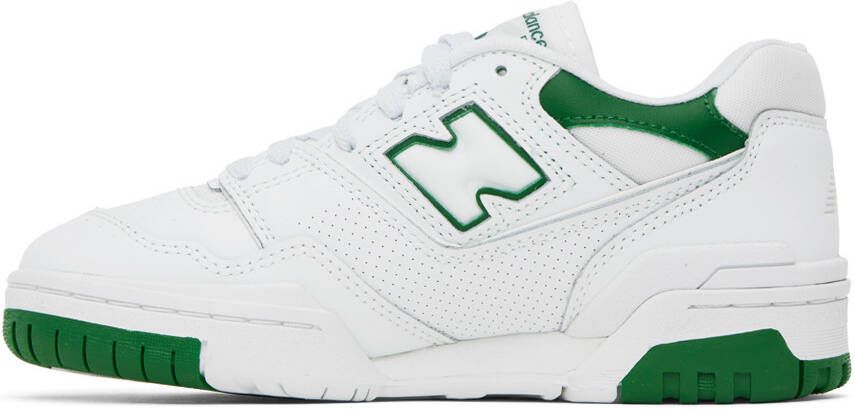 New Balance White & Green 550 Sneakers