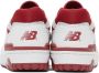 New Balance White & Red 550 Sneakers - Thumbnail 2