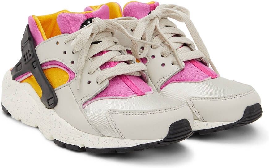 Nike Kids Grey & Pink Huarache Run Big Kids Sneakers