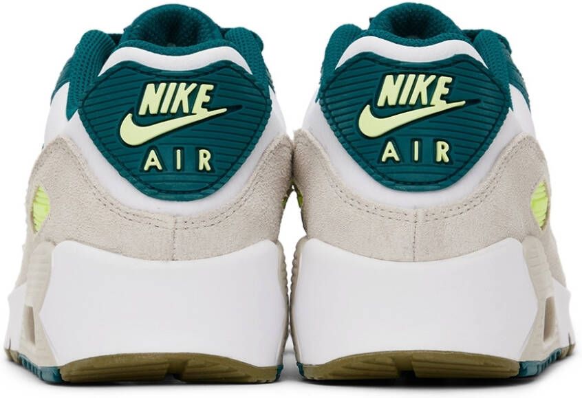 Nike Kids White & Green Air Max 90 Big Kids Sneakers
