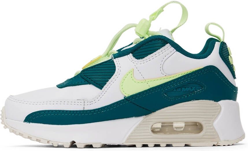 Nike Kids White & Green Air Max 90 Toggle Little Kids Sneakers