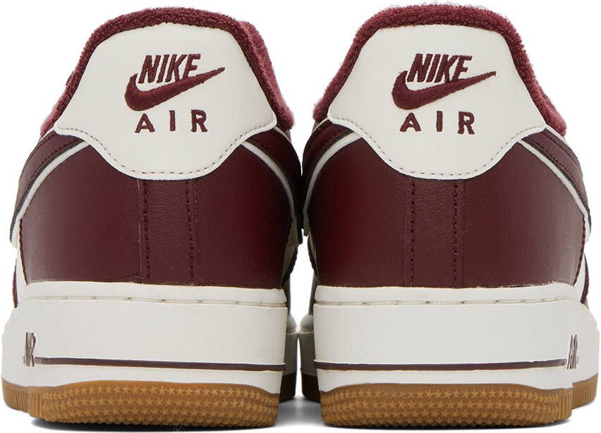 Nike White & Burgundy Air Force 1 '07 Sneakers