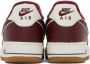 Nike White & Burgundy Air Force 1 '07 Sneakers - Thumbnail 2