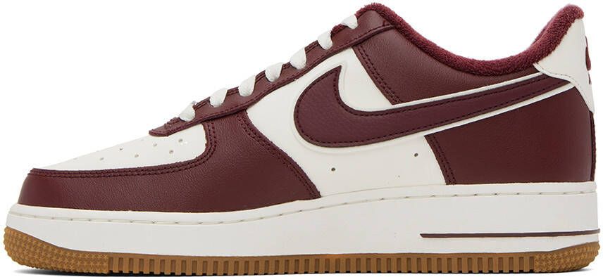 Nike White & Burgundy Air Force 1 '07 Sneakers