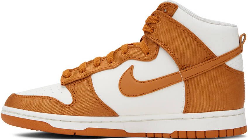 Nike White & Orange Dunk Hi Retro Sneakers