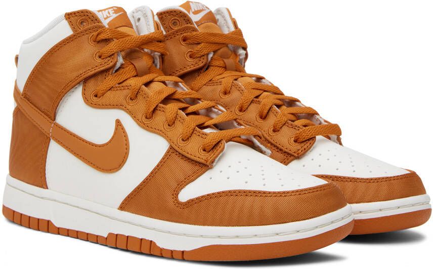 Nike White & Orange Dunk Hi Retro Sneakers