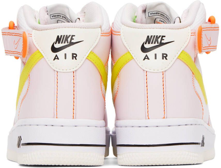 Nike White & Pink Air Force 1 '07 Mid Sneakers