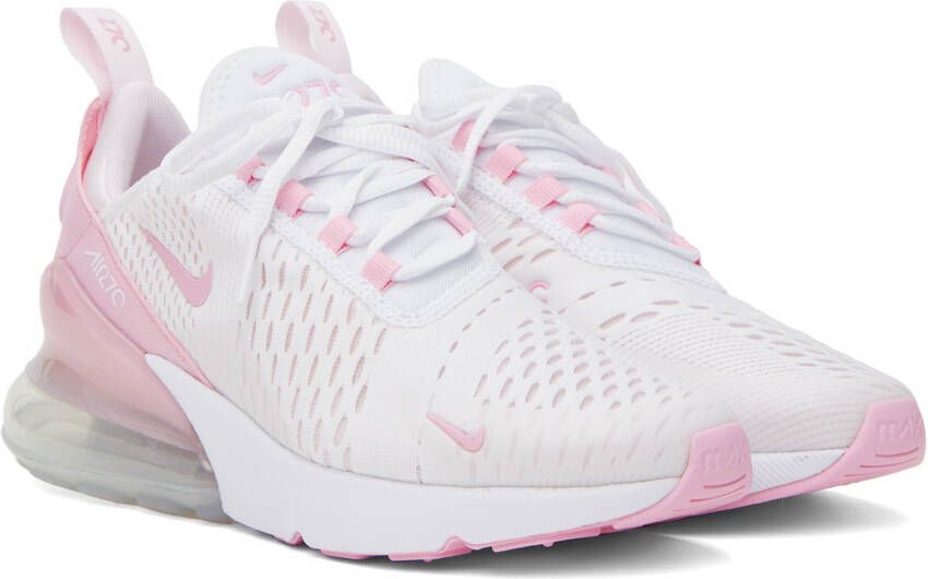 Nike White & Pink Air Max 270 Sneakers
