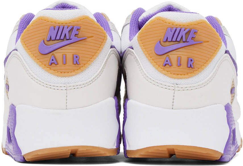 Nike White & Purple Air Max 90 Sneakers