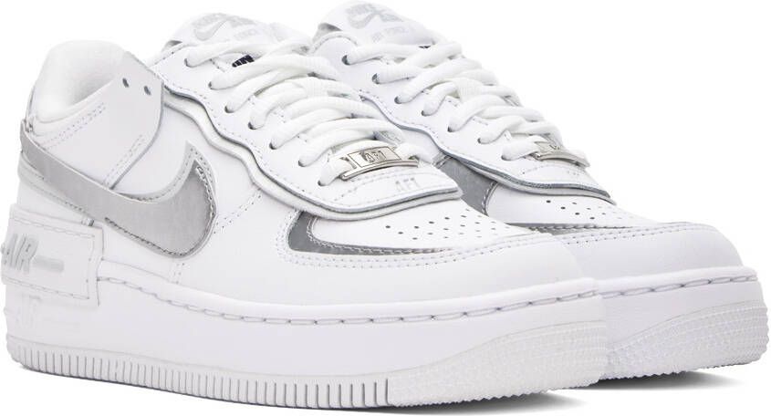 Nike White & Silver Air Force 1 Shadow Sneakers