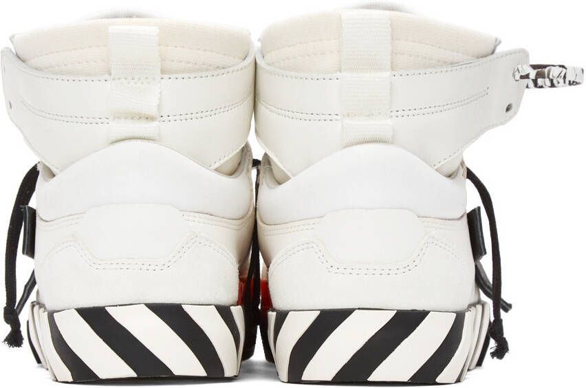 Off-White & Black High Top Vulcanized Leather Sneakers