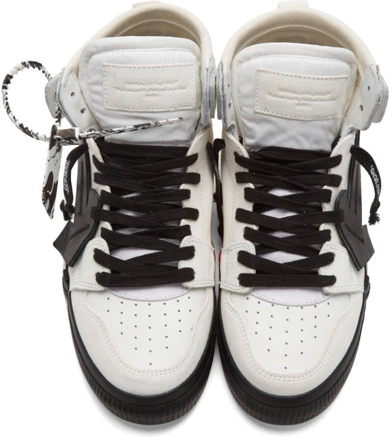 Off-White & Black High Top Vulcanized Leather Sneakers