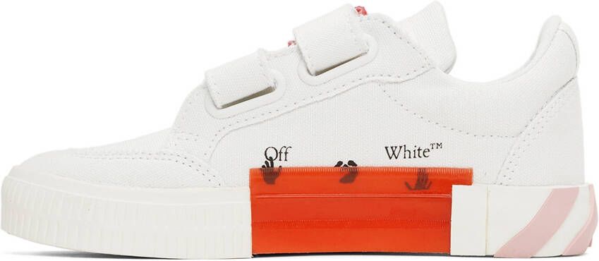 Off-White Kids White & Pink Canvas Vulcanized Low Strap Sneakers