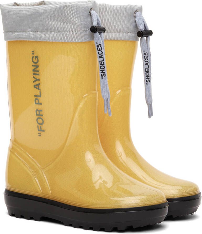 Off-White Kids Yellow Logo Boots