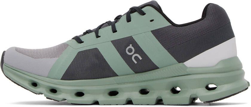 On Gray & Green Cloudrunner Sneakers