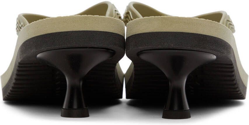 Palm Angels Khaki & Black Flip Flop Heeled Sandals