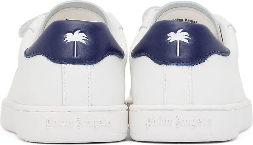 Palm Angels Kids White& Navy Palm 1 Strap Sneakers