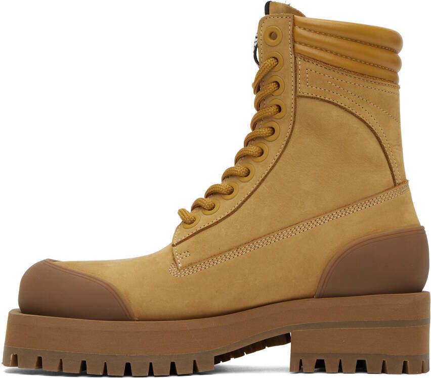 Palm Angels Tan Paneled Ankle Boots