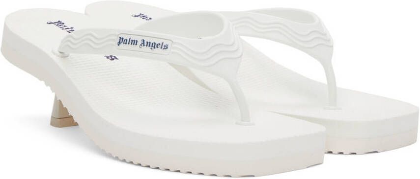 Palm Angels White Flip Flop Heeled Sandals