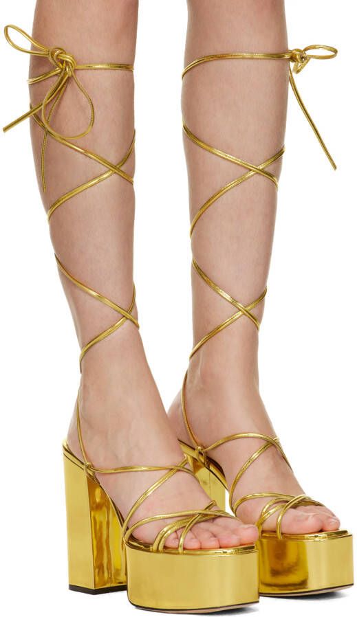 Paris Texas Gold Malena Heeled Sandals
