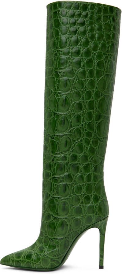 Paris Texas Green Croc-Embossed Tall Boots