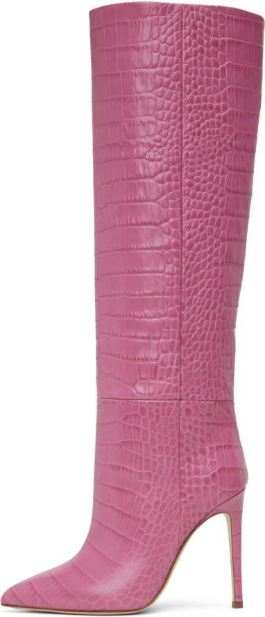 Paris Texas Pink Croc Stiletto Boots