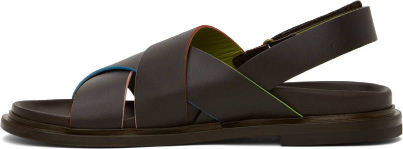 Pop Trading Company Brown Paul Smith Edition Leather Sandals