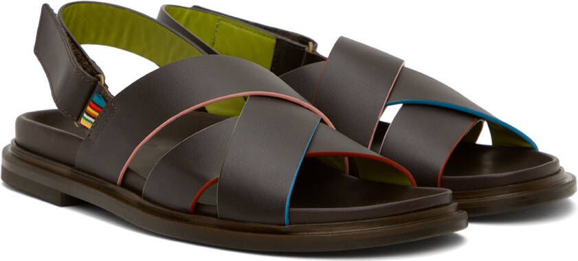 Pop Trading Company Brown Paul Smith Edition Leather Sandals