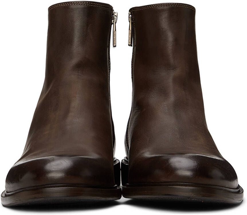 PS by Paul Smith Brown Leather Billy Zip Boots
