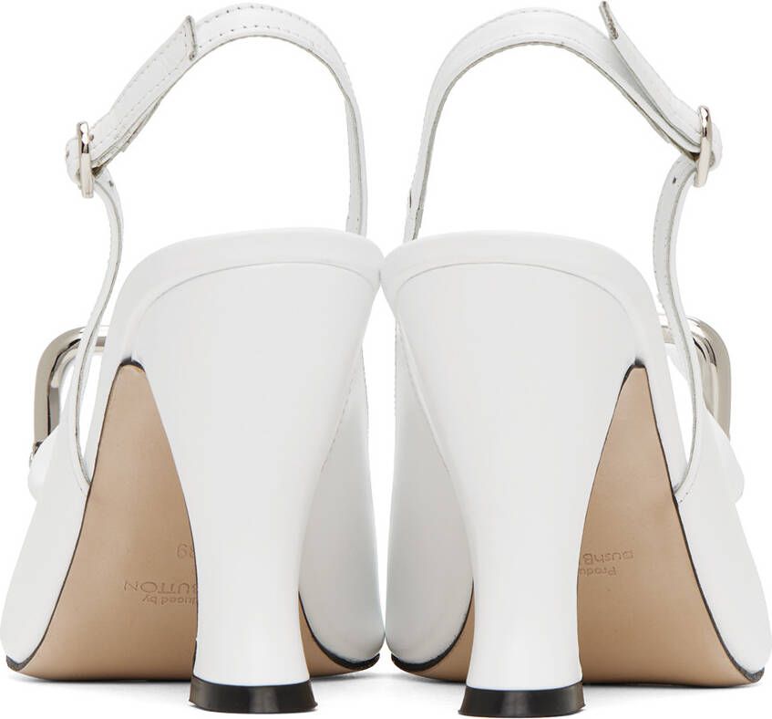 Pushbutton White Coin Purse Heels